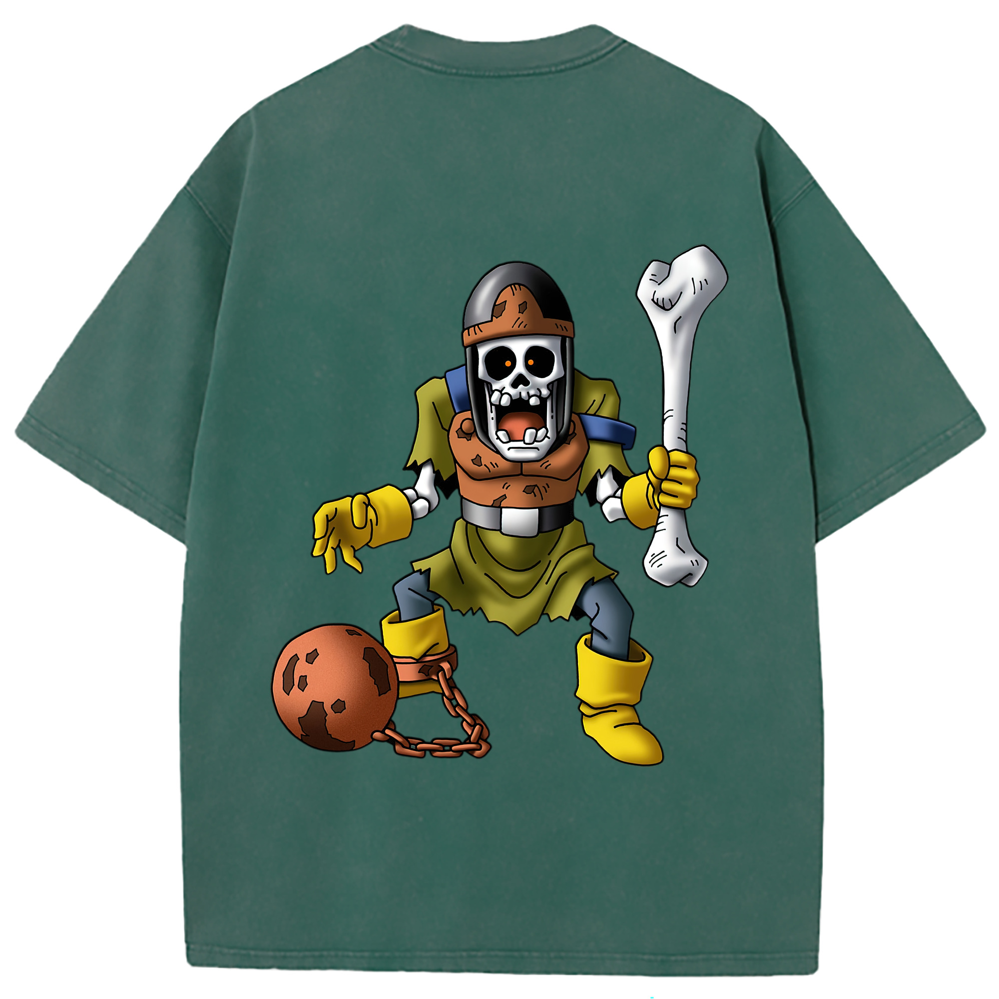 （画像用） ドラゴンクエスト Doragon Kuesuto Dragon Quest 綿100% ヴィンテージ風 半袖Tシャツ（背面プリント）